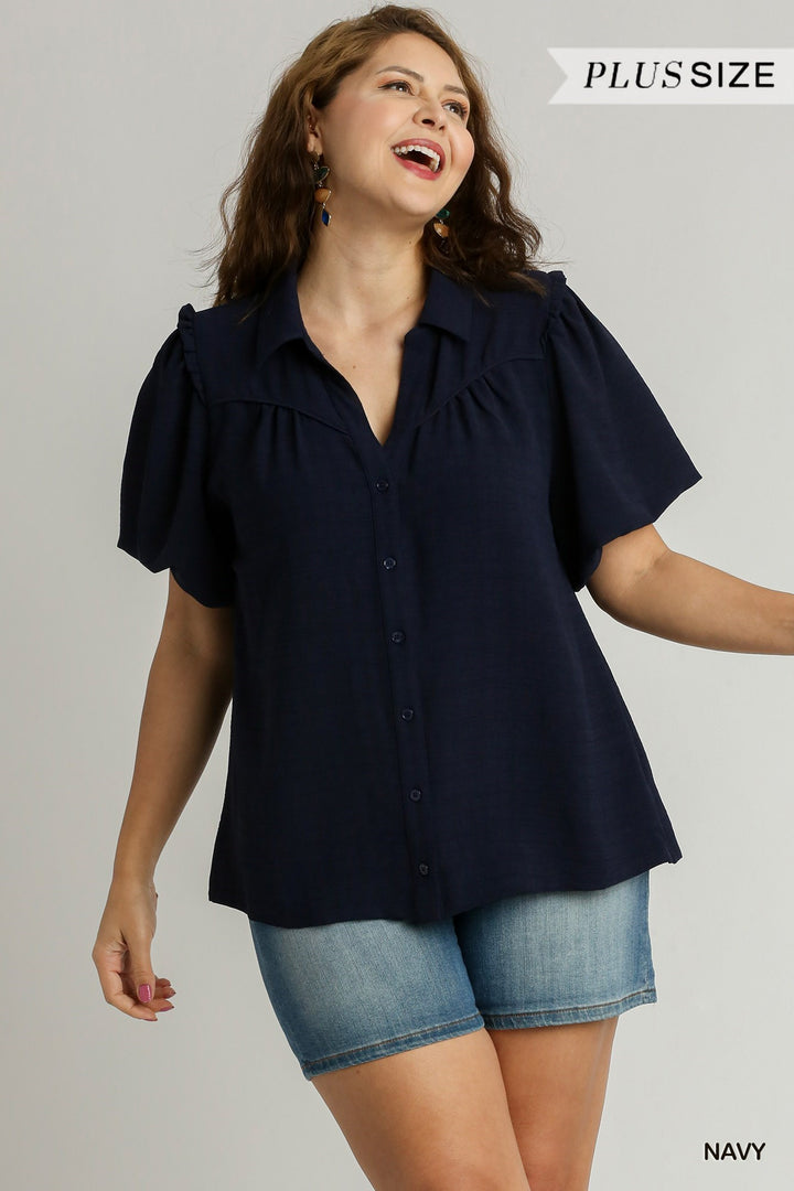 Blouse à manches bulles - Marine