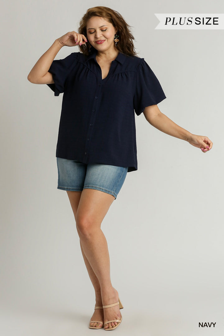 Blouse à manches bulles - Marine