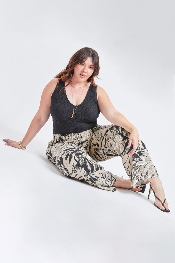 Pantalon palazzo à feuillage