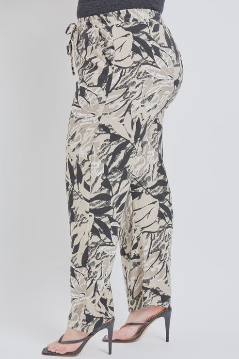 Pantalon palazzo à feuillage
