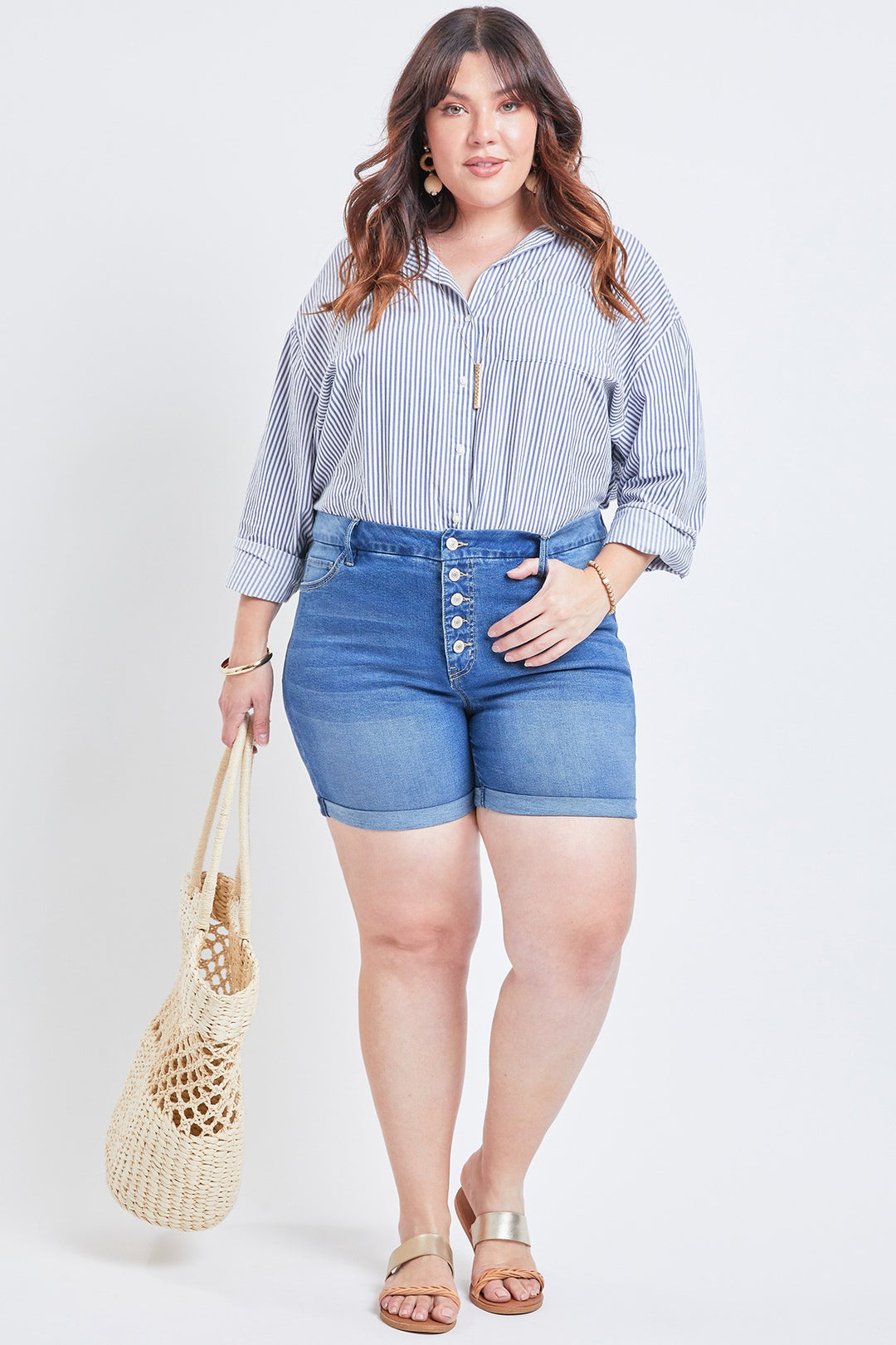 5 buttons shorts - Medium blue