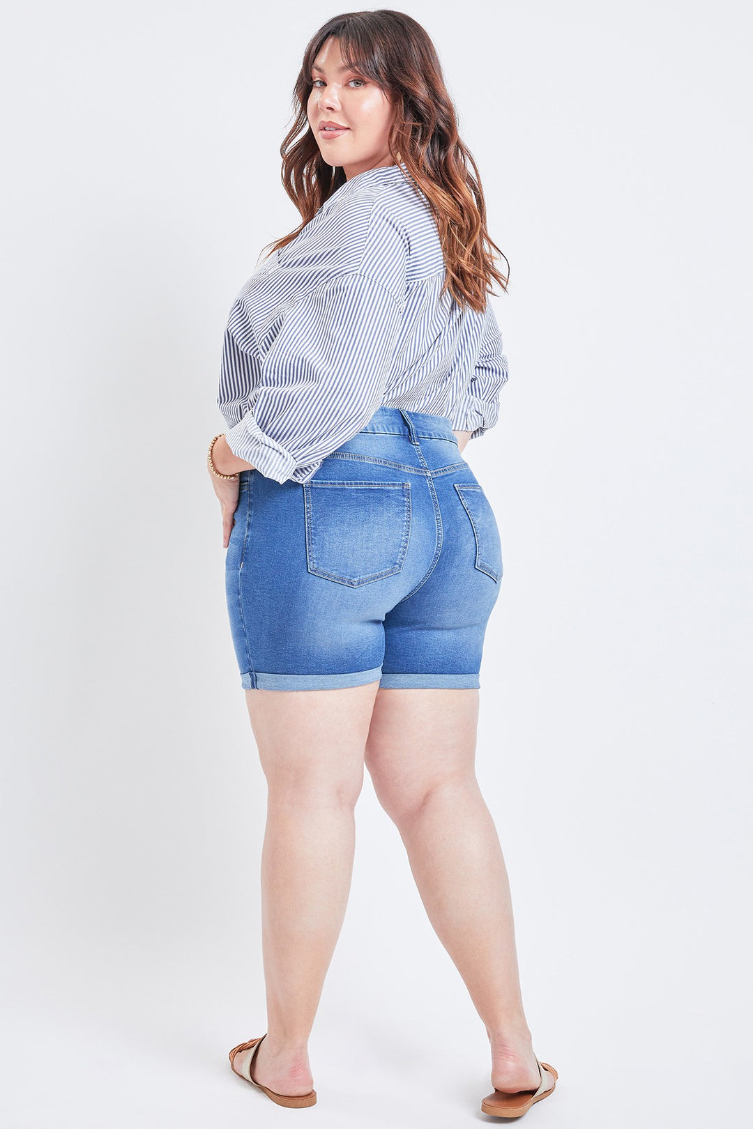 5 buttons shorts - Medium blue