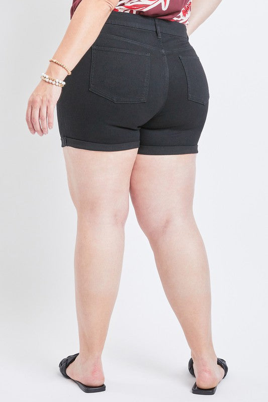 Short en jean noir à 5 boutons