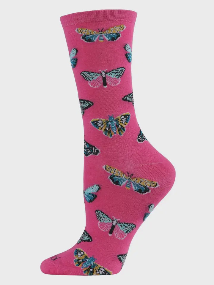 Chaussettes butterfly Bamboo - Rose carmin