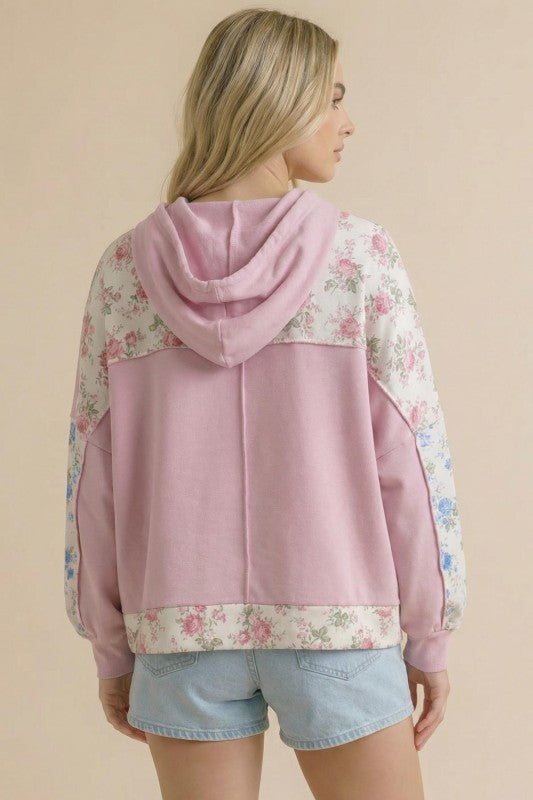 Haut à capuche fleuri oversize