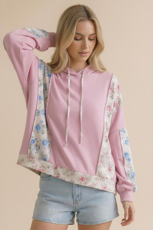 Haut à capuche fleuri oversize