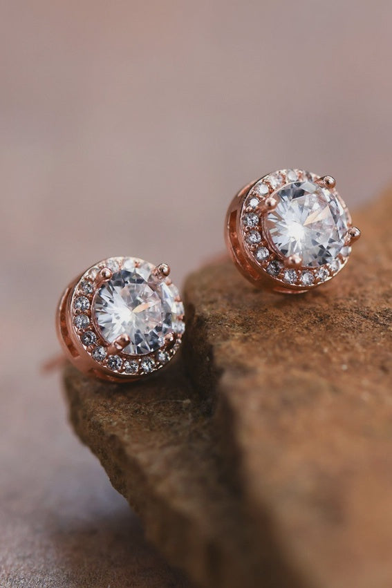 Boucles d’oreilles clous scintillantes en or rose