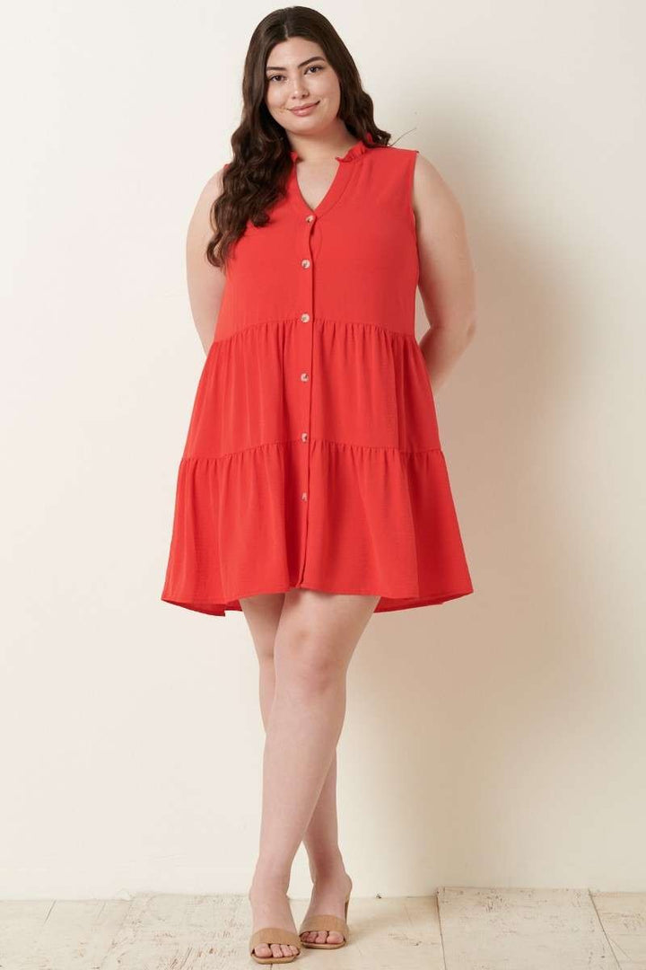 Robe blouse babydoll infroissable sans manche - tangerine