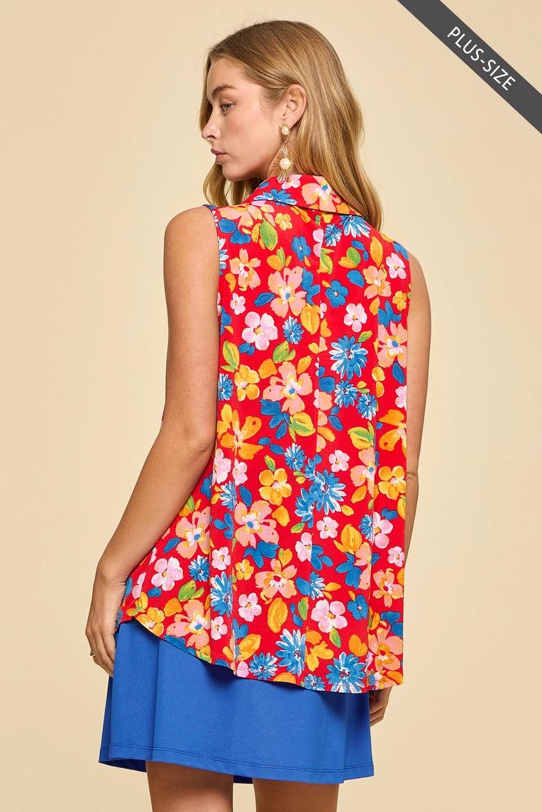 Camisole Lizzy fleur rouge