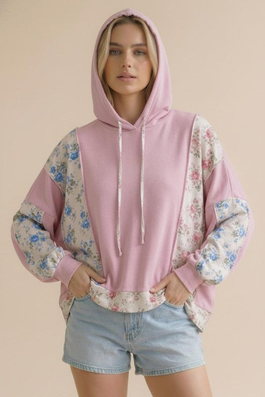 Haut à capuche fleuri oversize
