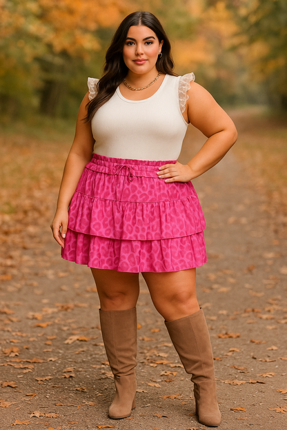 Stretch mini -skirt in cord - Fuschia