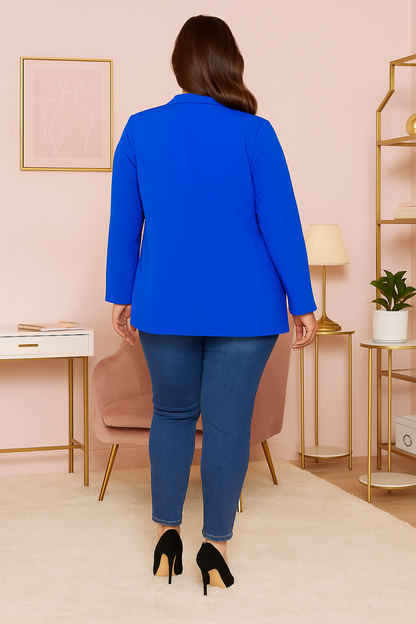 Veston bleu néon avec doublure fleurie