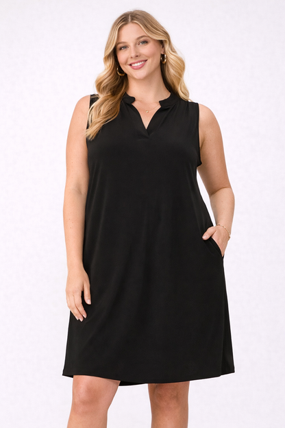 PRESALE - Wrinkle resistant babydoll dress - Black