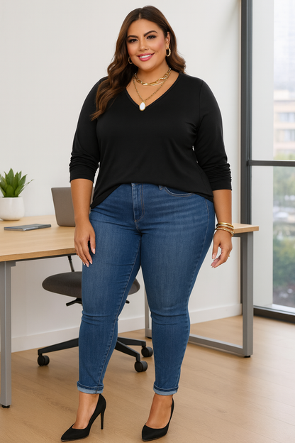 Wrinkle resistant classic top - black