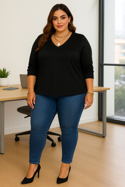 Wrinkle resistant classic top - black