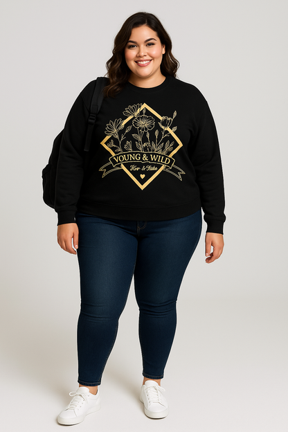 Crew neck '' Young & free '' (black)