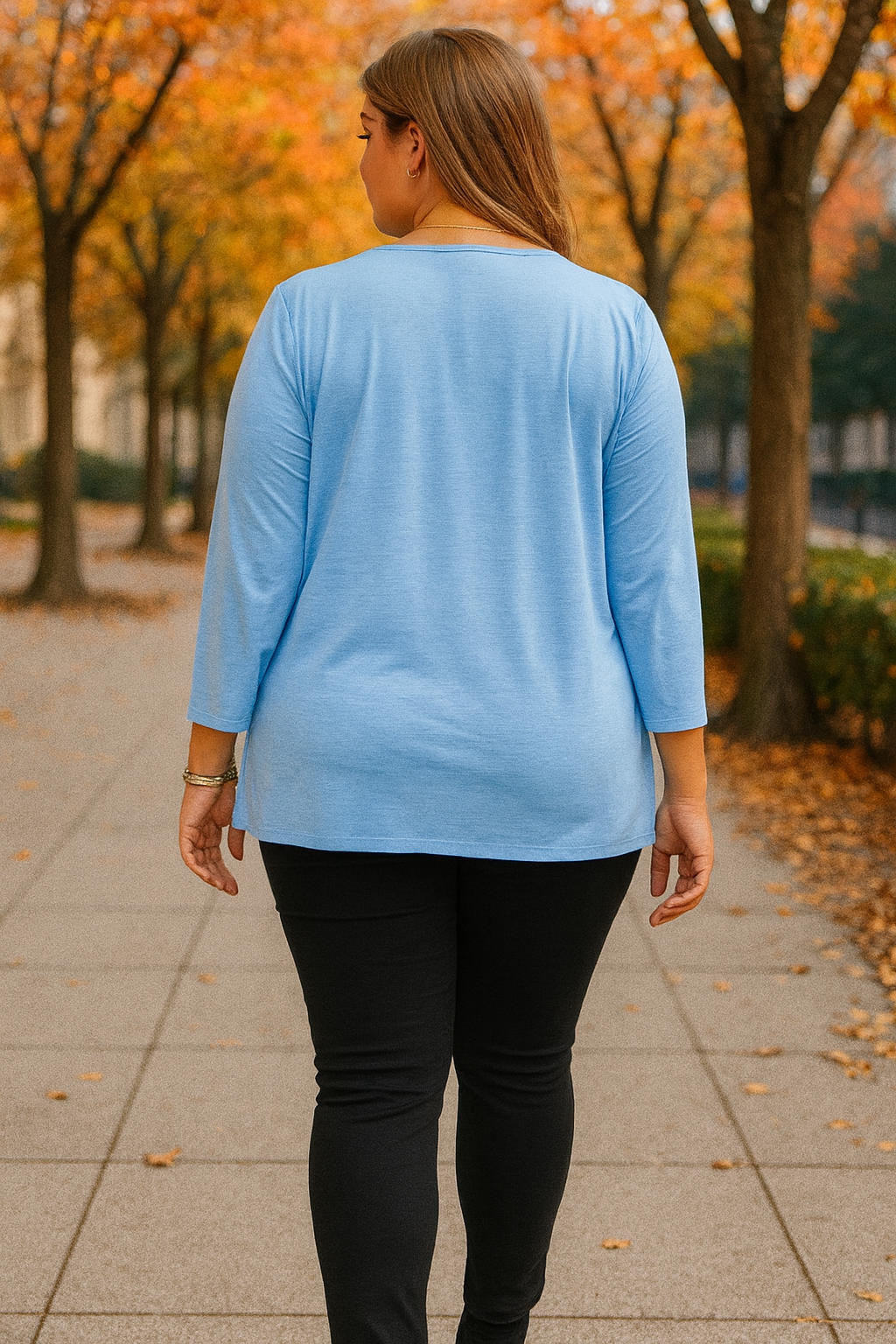 Haut classique infroissable - Bleu poudre - 100% extensible