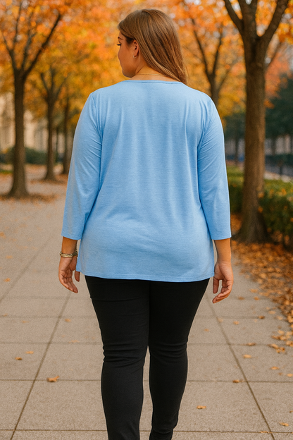 Haut classique infroissable - Bleu poudre - 100% extensible