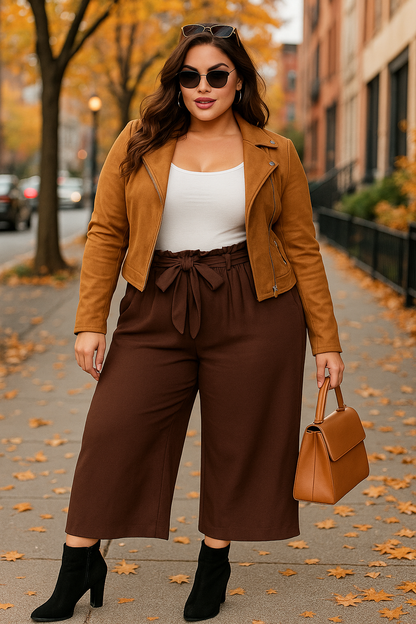 Palazzo pants with a belt (brown)