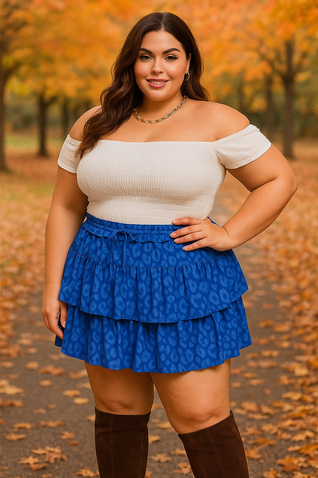 Stretch mini -skirt in cord - royal blue