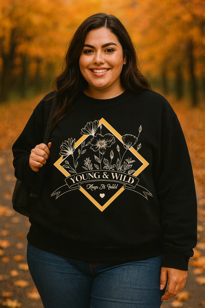 Crew neck '' Young & free '' (black)