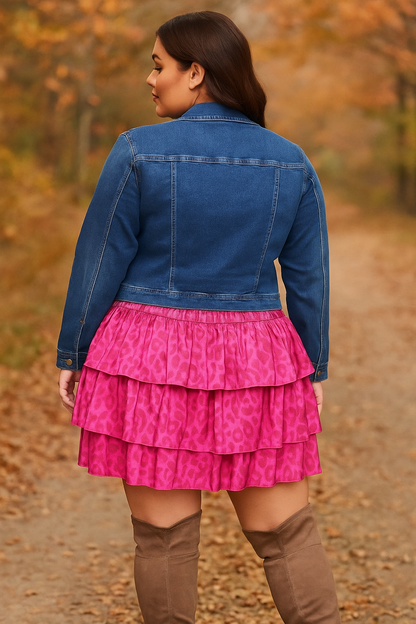 Stretch mini -skirt in cord - Fuschia