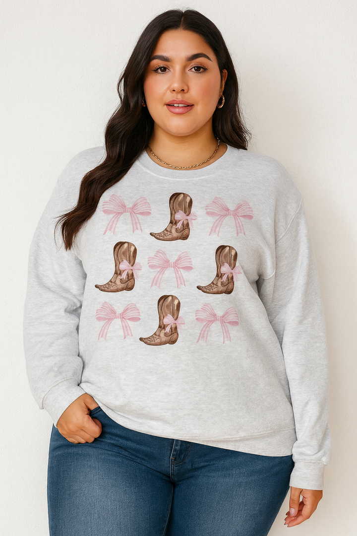 Crew neck "Boots & ribbons '' (light gray)