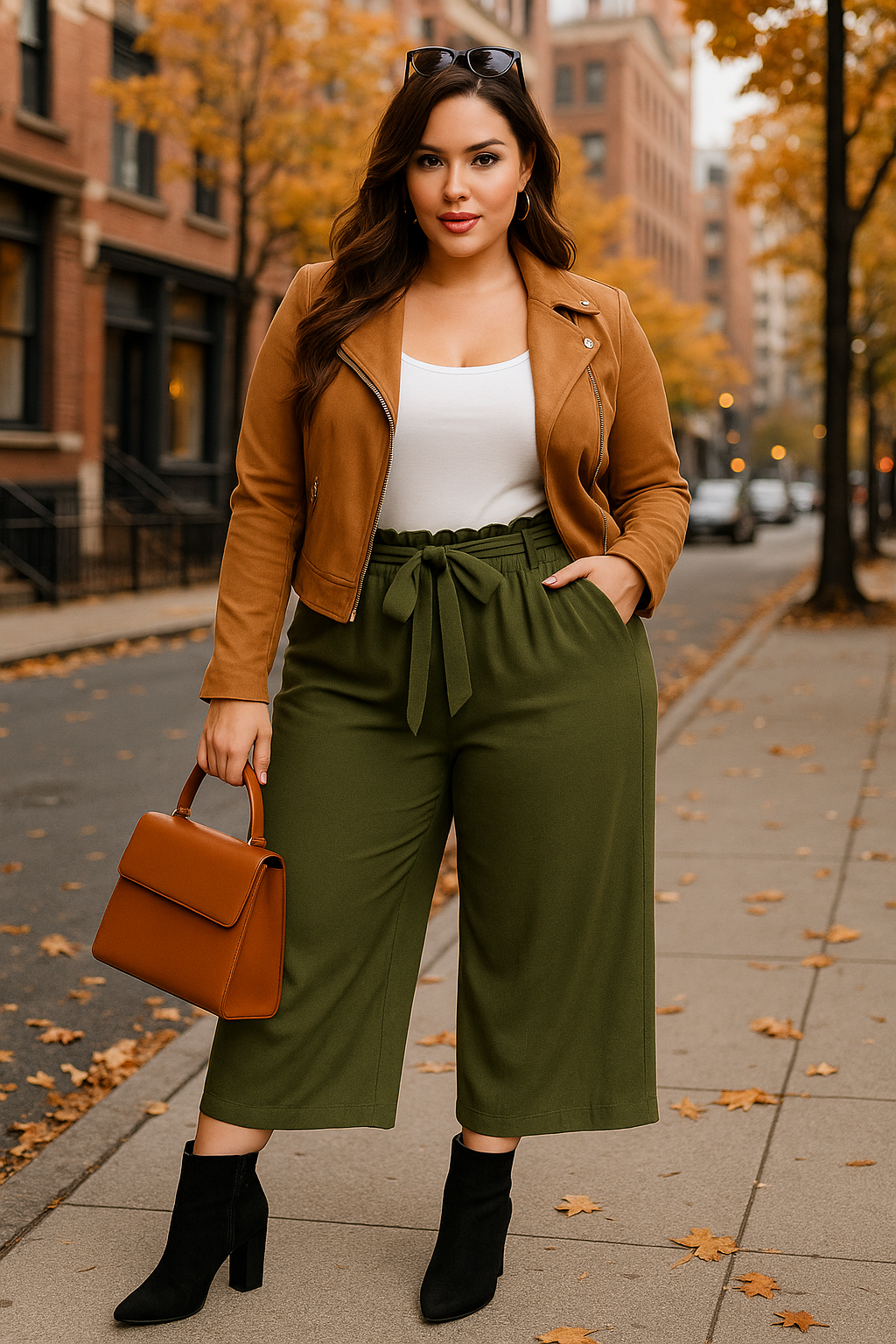 Palazzo pants with a belt (olive)
