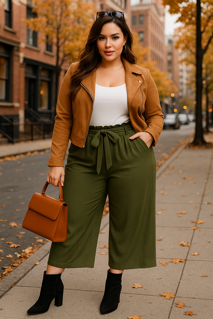 Palazzo pants with a belt (olive)