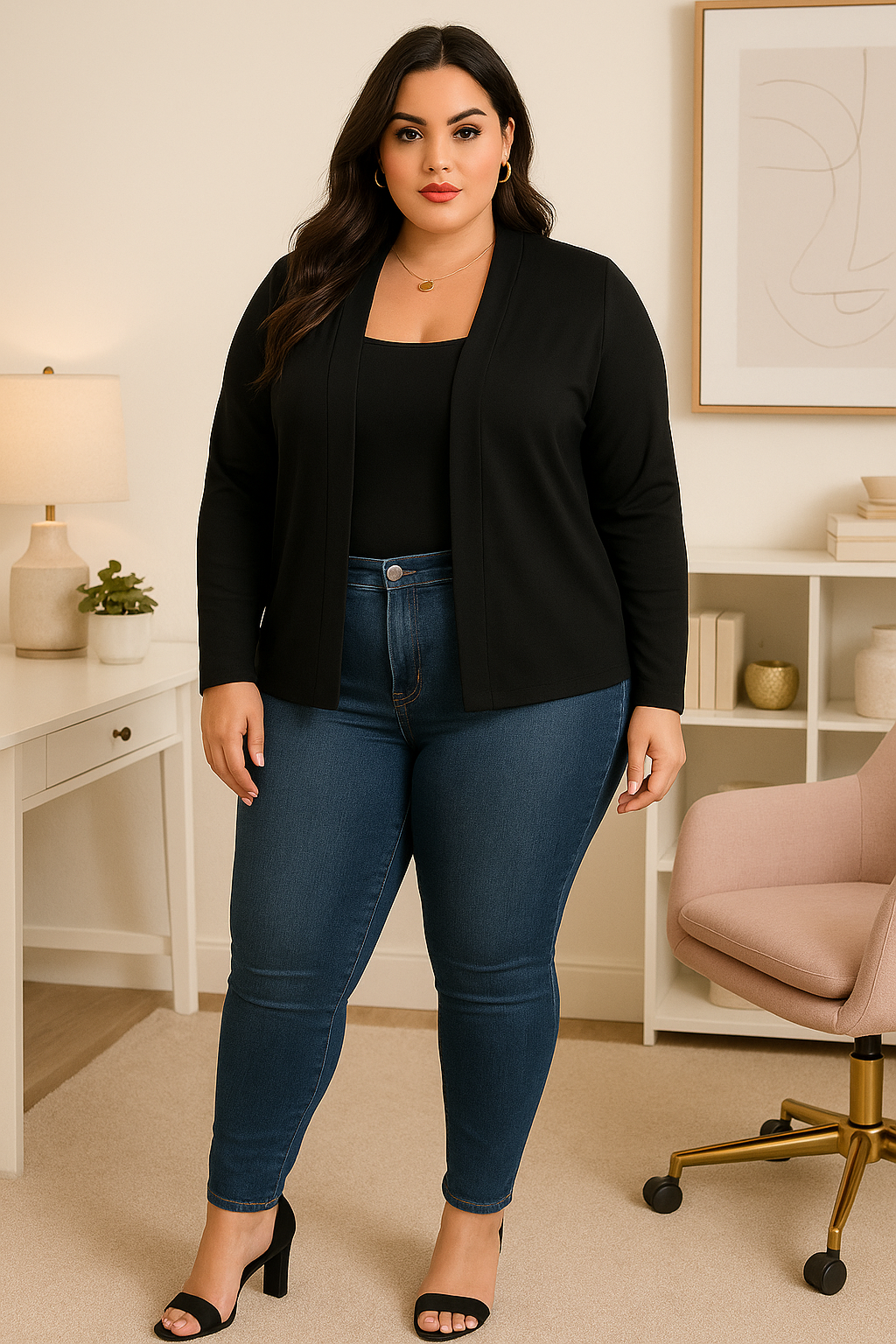 Blazer noir à manches 3/4