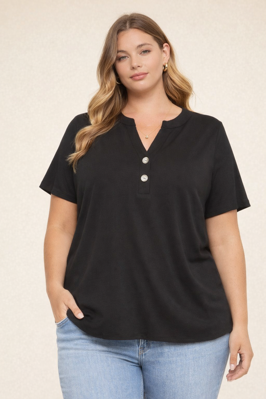 Haut côtelé boyfriend - noir