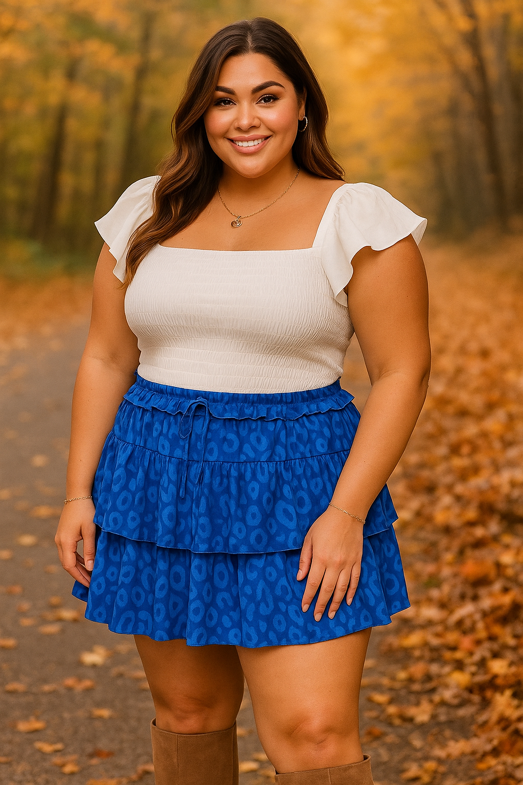 Stretch mini -skirt in cord - royal blue