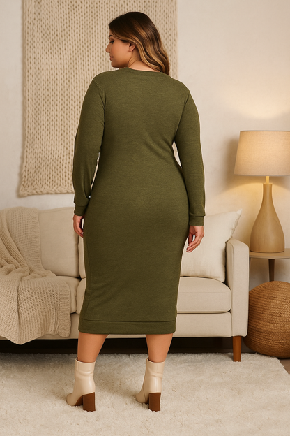 Hacci essential dress - olive