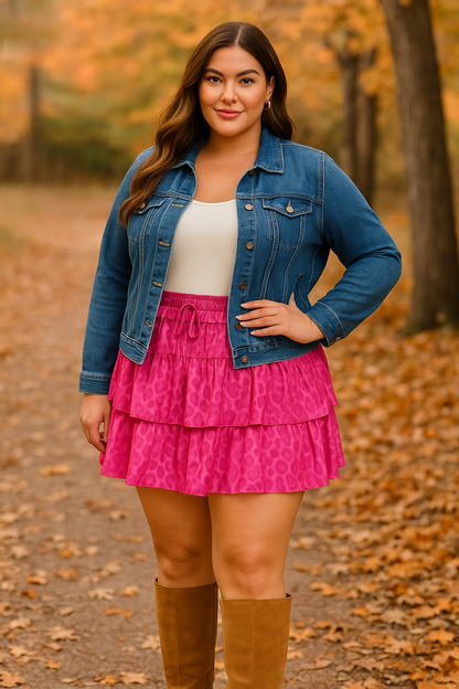 Stretch mini -skirt in cord - Fuschia