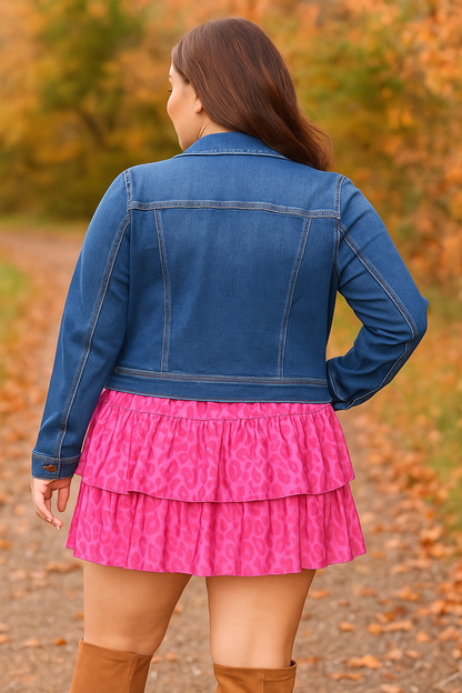 Stretch mini -skirt in cord - Fuschia