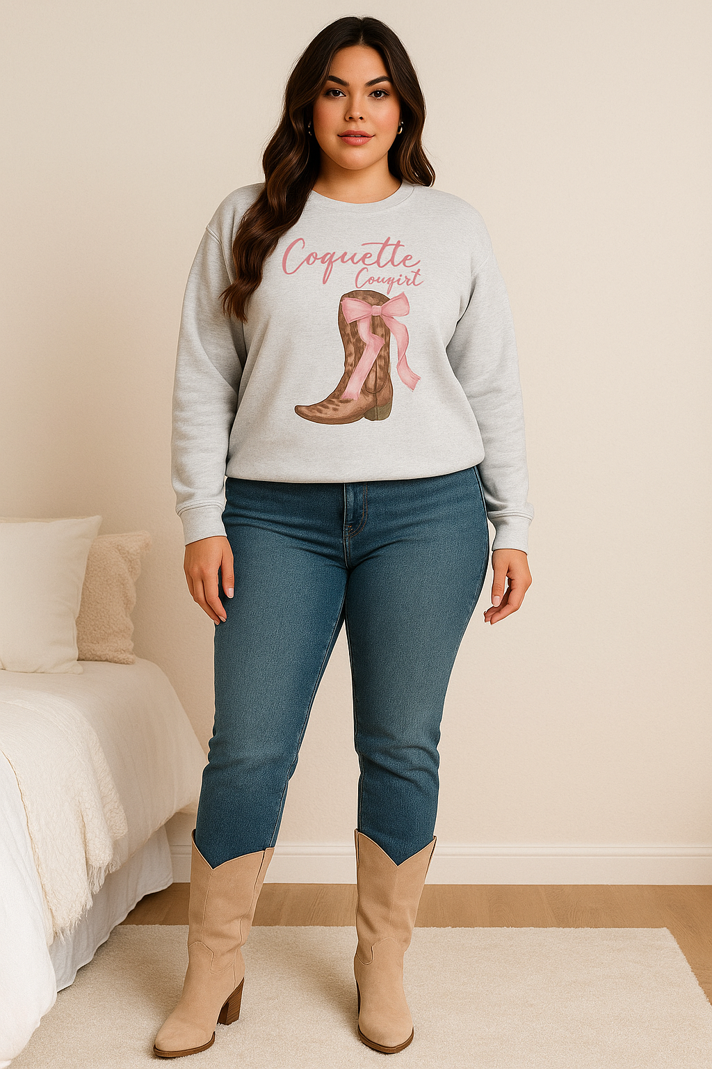 Coton ouaté ''Coquette cowgirl'' (gris pâle)
