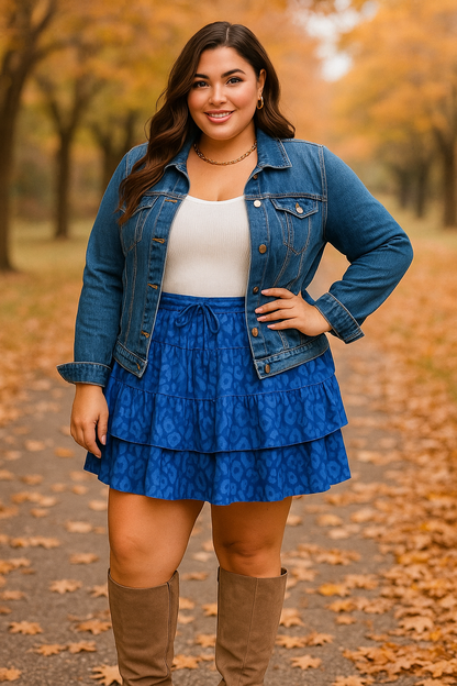 Stretch mini -skirt in cord - royal blue