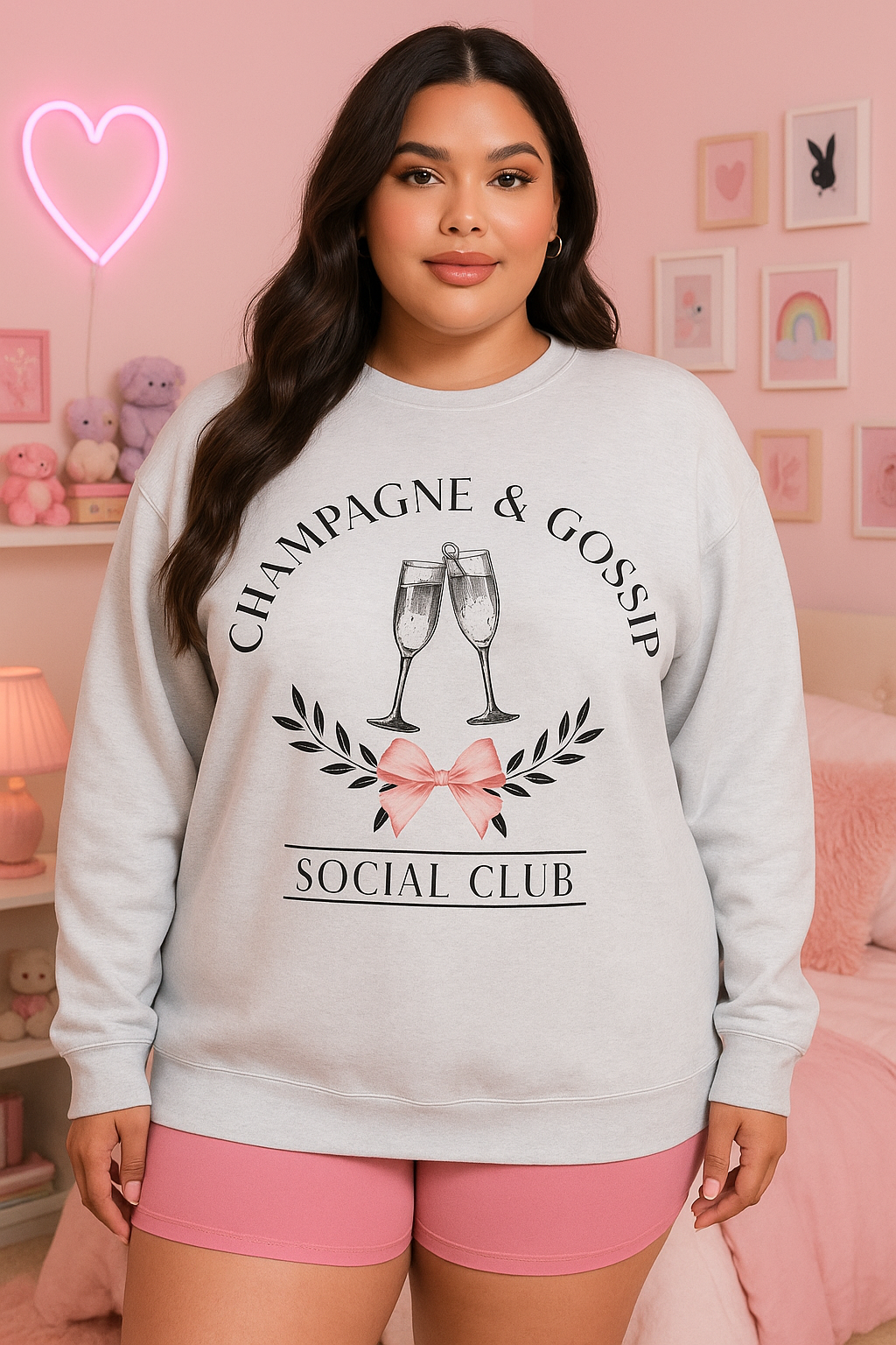 Crew neck  "champagne & gossip '' (light gray)