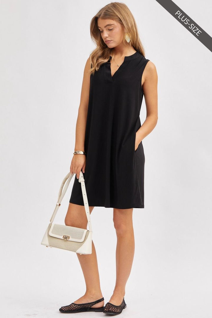 PRESALE - Wrinkle resistant babydoll dress - Black