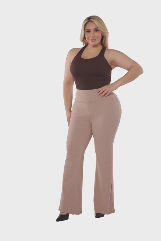 Polard style pants with flared cut (latte)