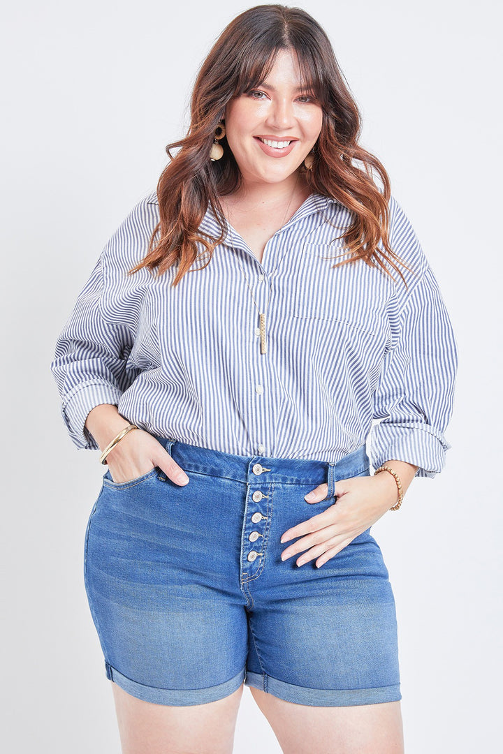 5 buttons shorts - Medium blue